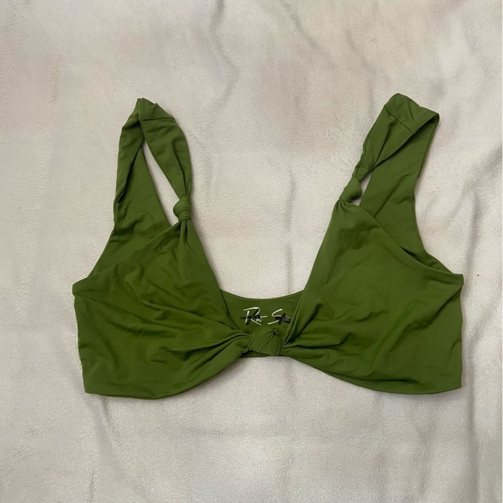 New! Riot Swim green knotted front Bikini Top 1661